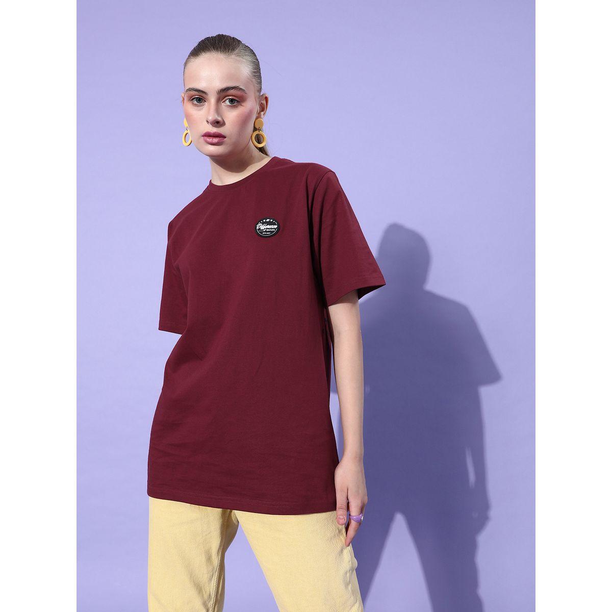 Dillinger X Styli  Oversized Back Graphic Print T-Shirt with Badge Detail-women-clothing-tshirts-image-1