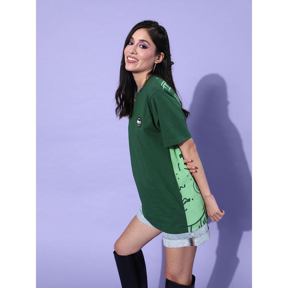 Dillinger X Styli  Oversized Back Graphic Print T-Shirt with Badge Detail-women-clothing-tshirts-image-4