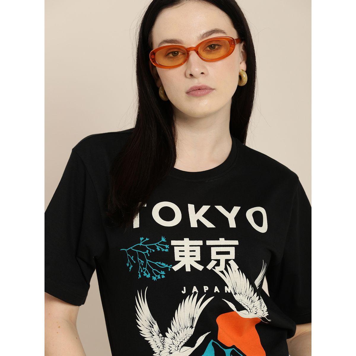 Dillinger Oversized Tokyo Graphic Print T-Shirt with Short Sleeves-women-clothing-tshirts-image-3
