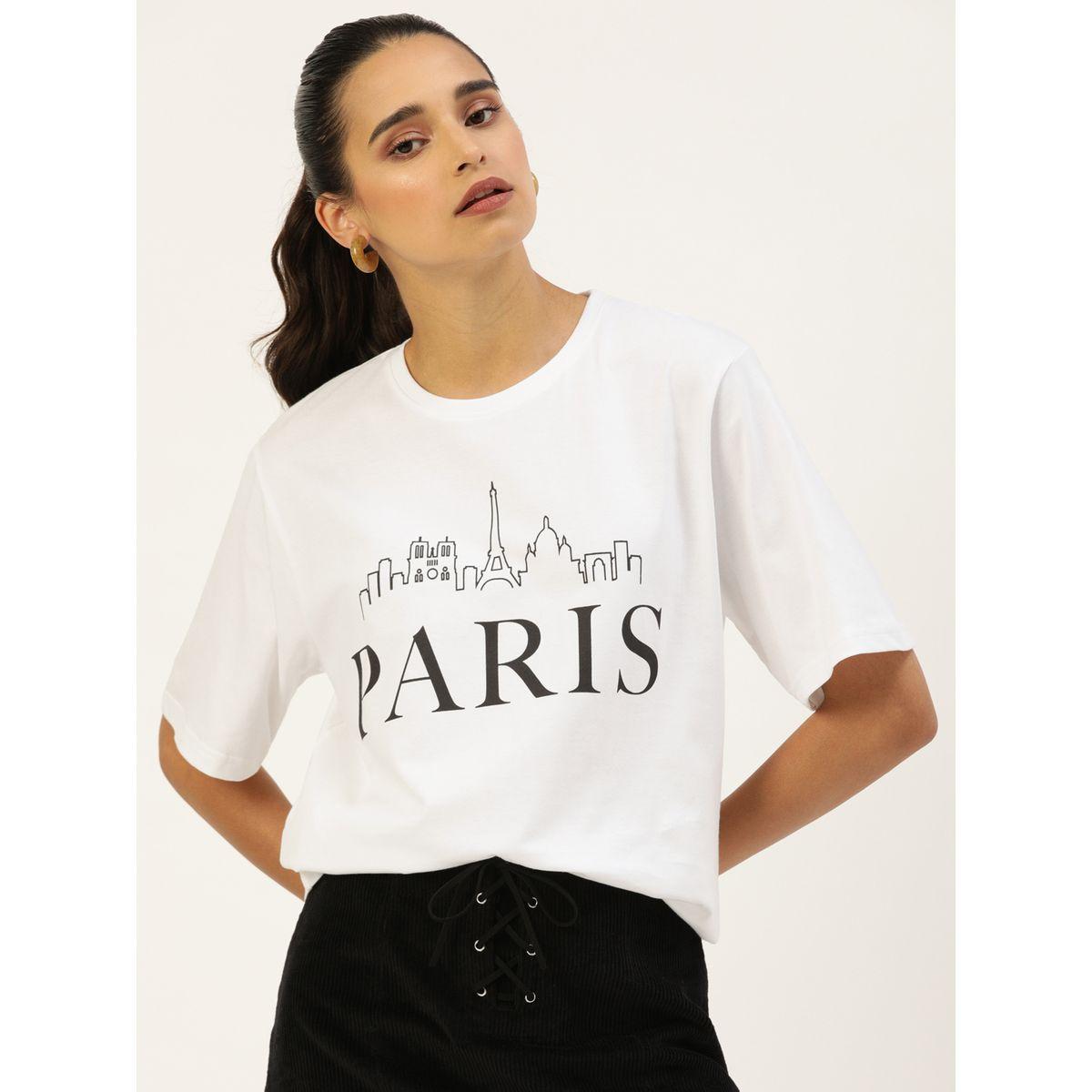 Dillinger X Styli  Oversized Paris Graphic Print T-Shirt with Short Sleeves-women-clothing-tshirts-image-1