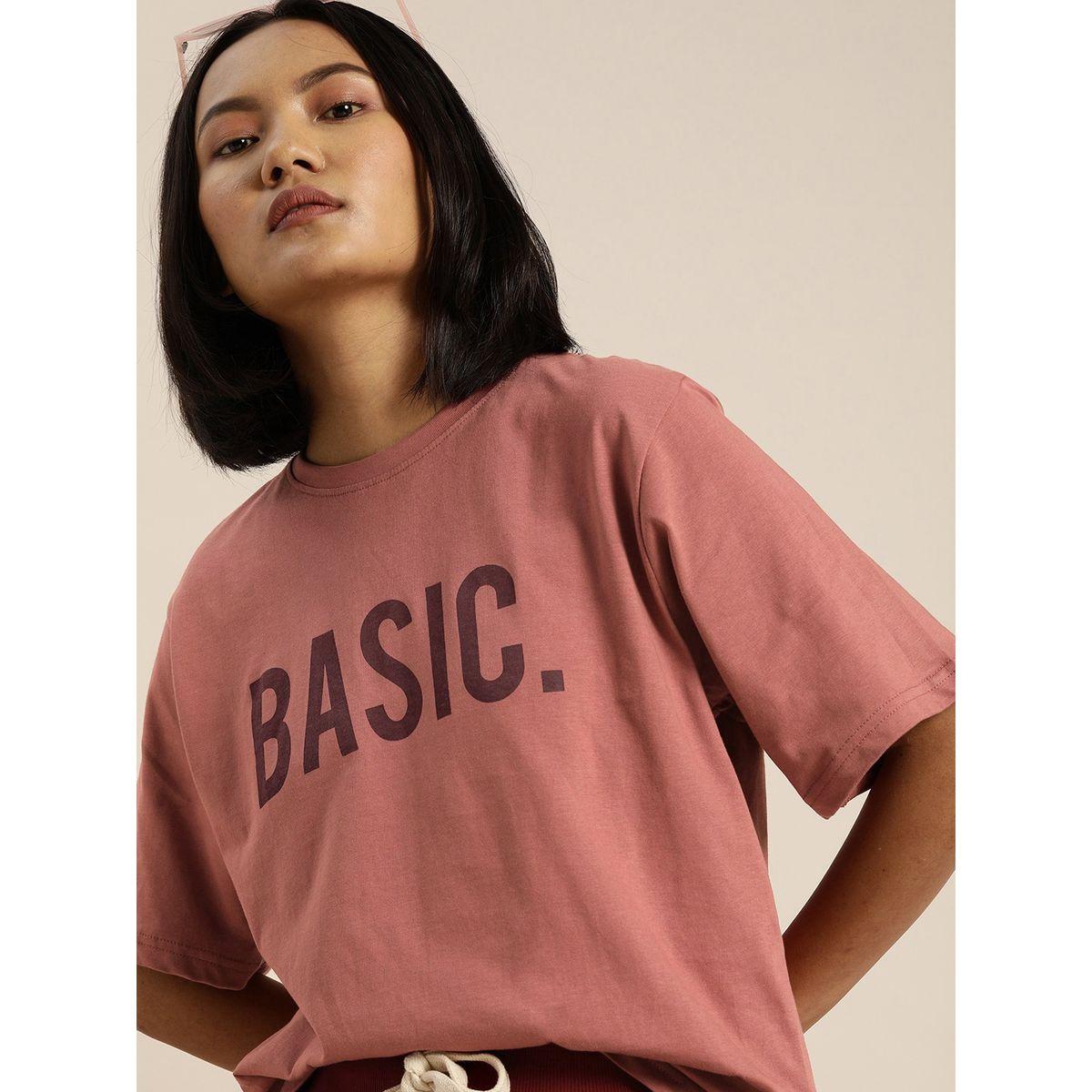 تيشيرت واسع بطبعة كتابة مع اكمام قصيرة-women-clothing-tshirts-image-1