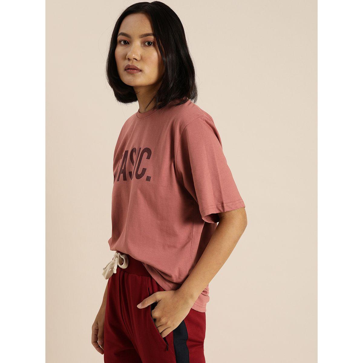 Dillinger Oversized Slogan Print T-Shirt with Short Sleeves-women-clothing-tshirts-image-3
