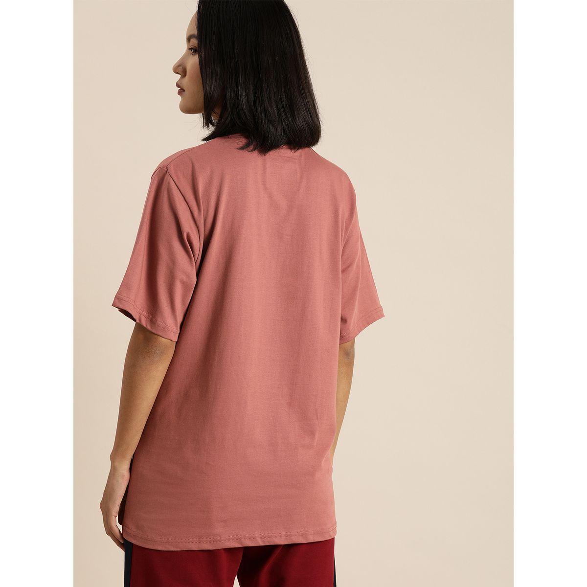 Dillinger Oversized Slogan Print T-Shirt with Short Sleeves-women-clothing-tshirts-image-4