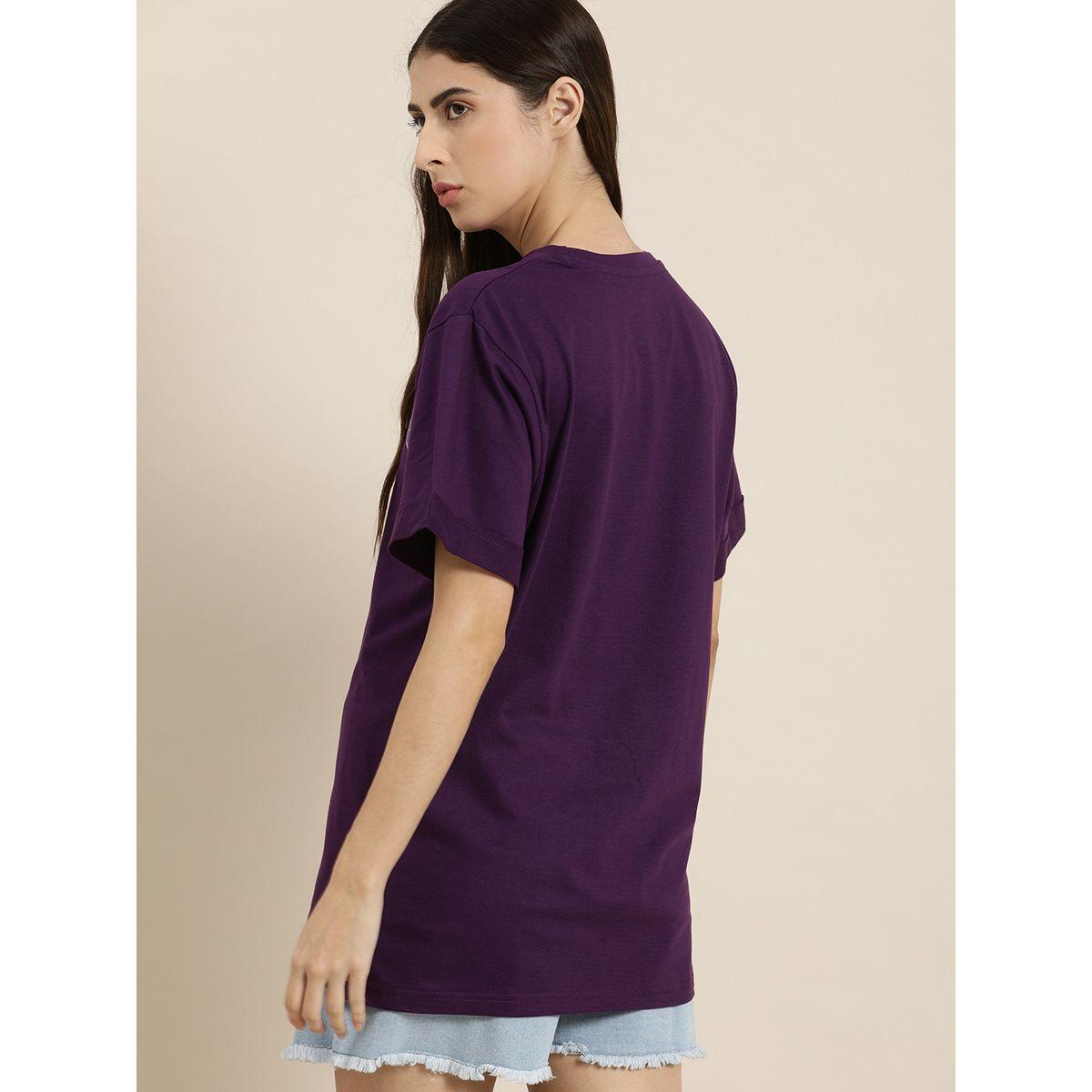 Dillinger X Styli  Oversized Typographic Print T-Shirt with Short Sleeves-women-clothing-tshirts-image-4