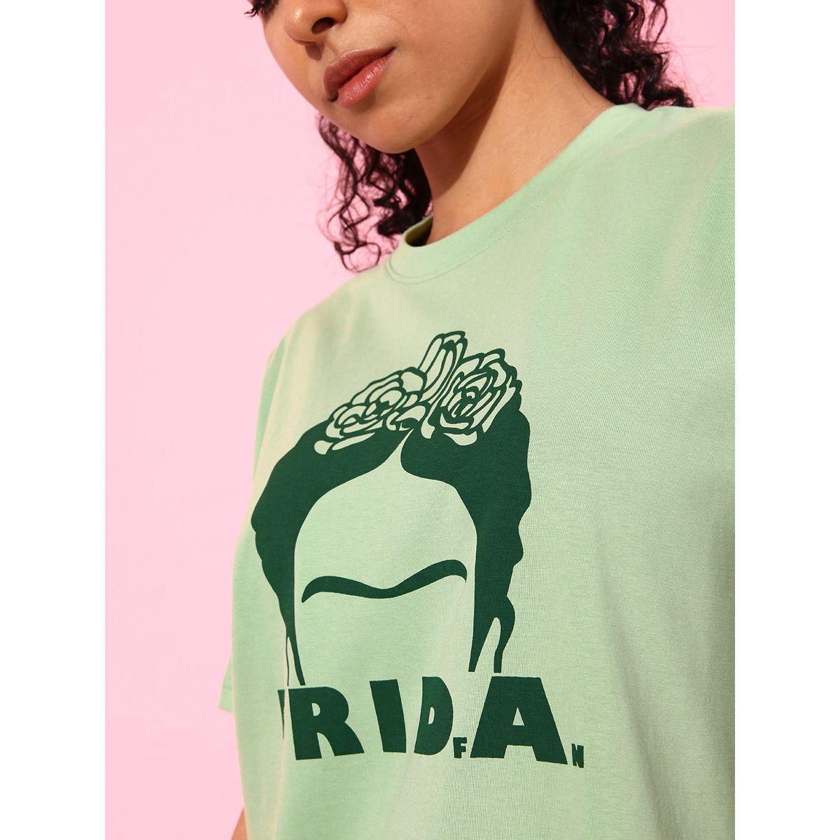 Dillinger Oversized Frida Graphic Print T-Shirt with Drop Shoulder Sleeves-women-clothing-tshirts-image-5