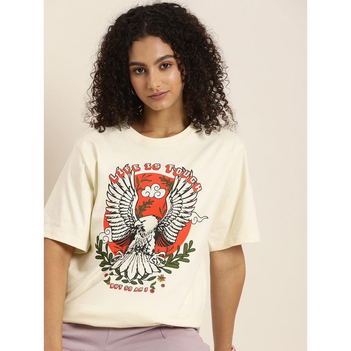 تيشيرت واسع بطبعة جرافيك مع اكمام قصيرة-women-clothing-tshirts-image-1