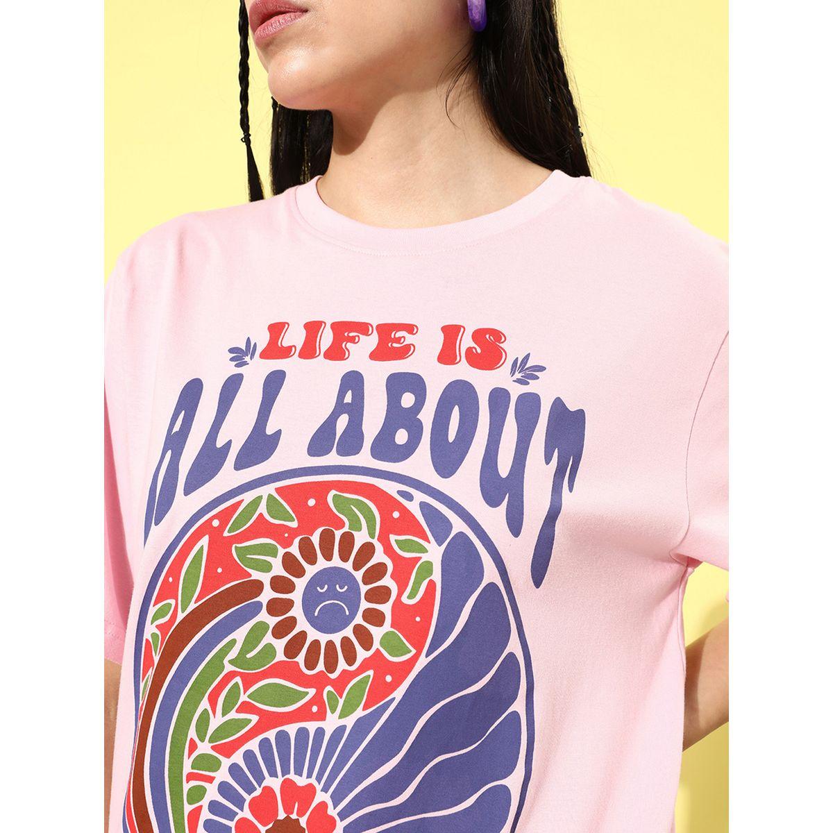 تيشيرت واسع بطبعة كتابة مع اكمام قصيرة ديلينجر × ستايلي-women-clothing-tshirts-image-5