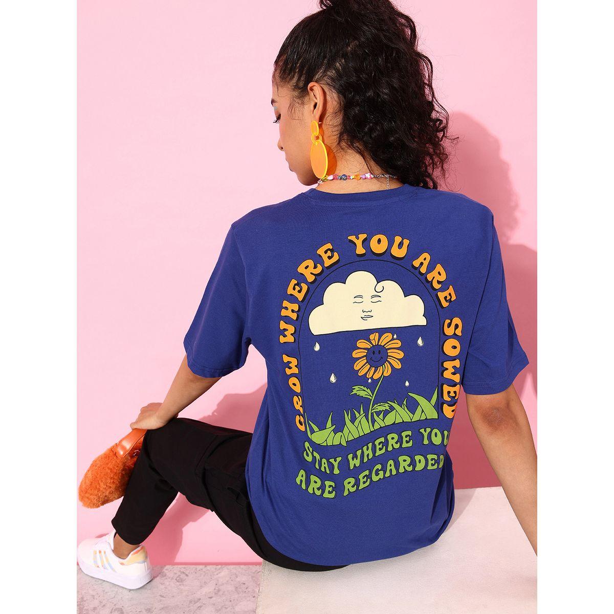 Dillinger X Styli  Oversized Back Slogan Print Longline T-Shirt with Short Sleeves-women-clothing-tshirts-image-1