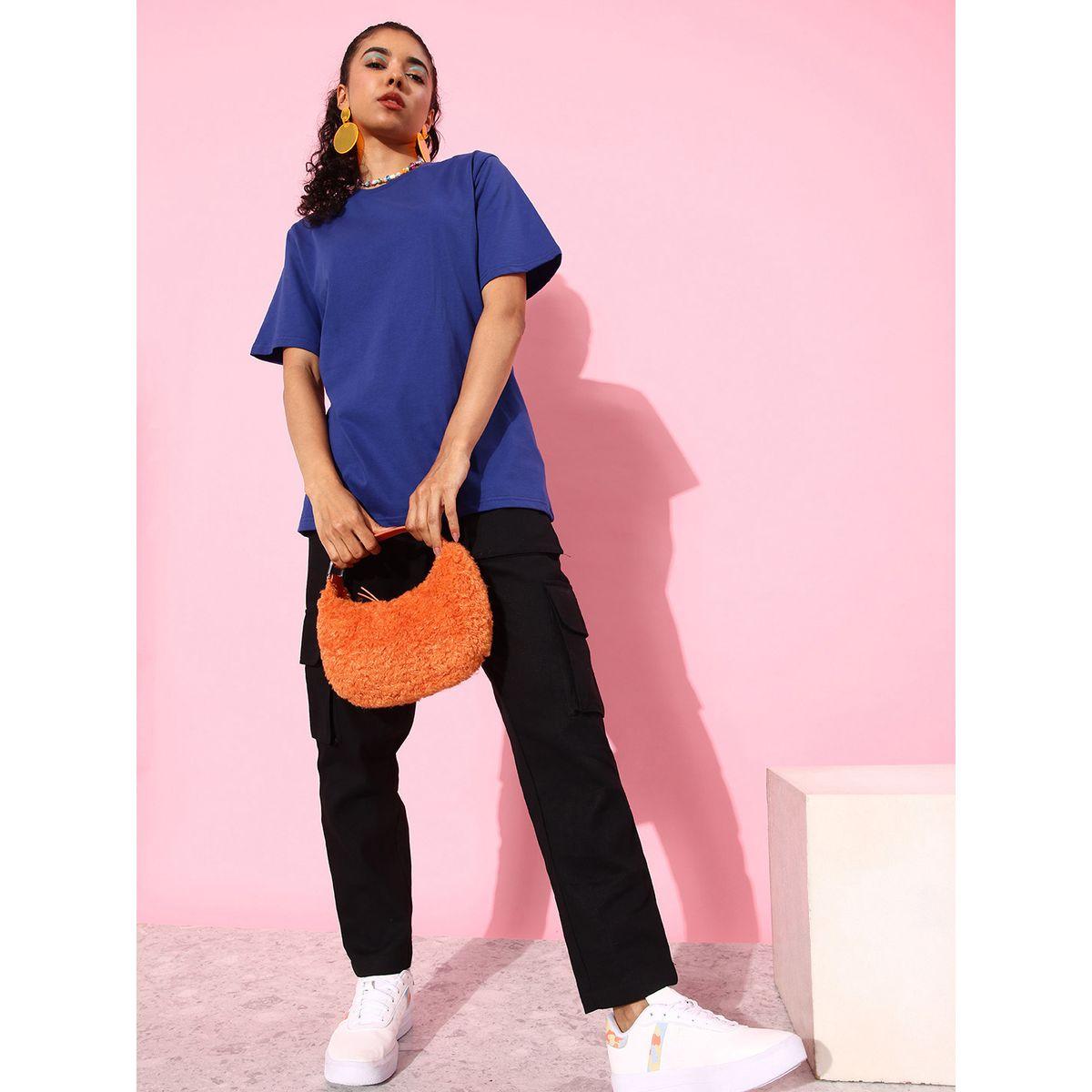 Dillinger X Styli  Oversized Back Slogan Print Longline T-Shirt with Short Sleeves-women-clothing-tshirts-image-2