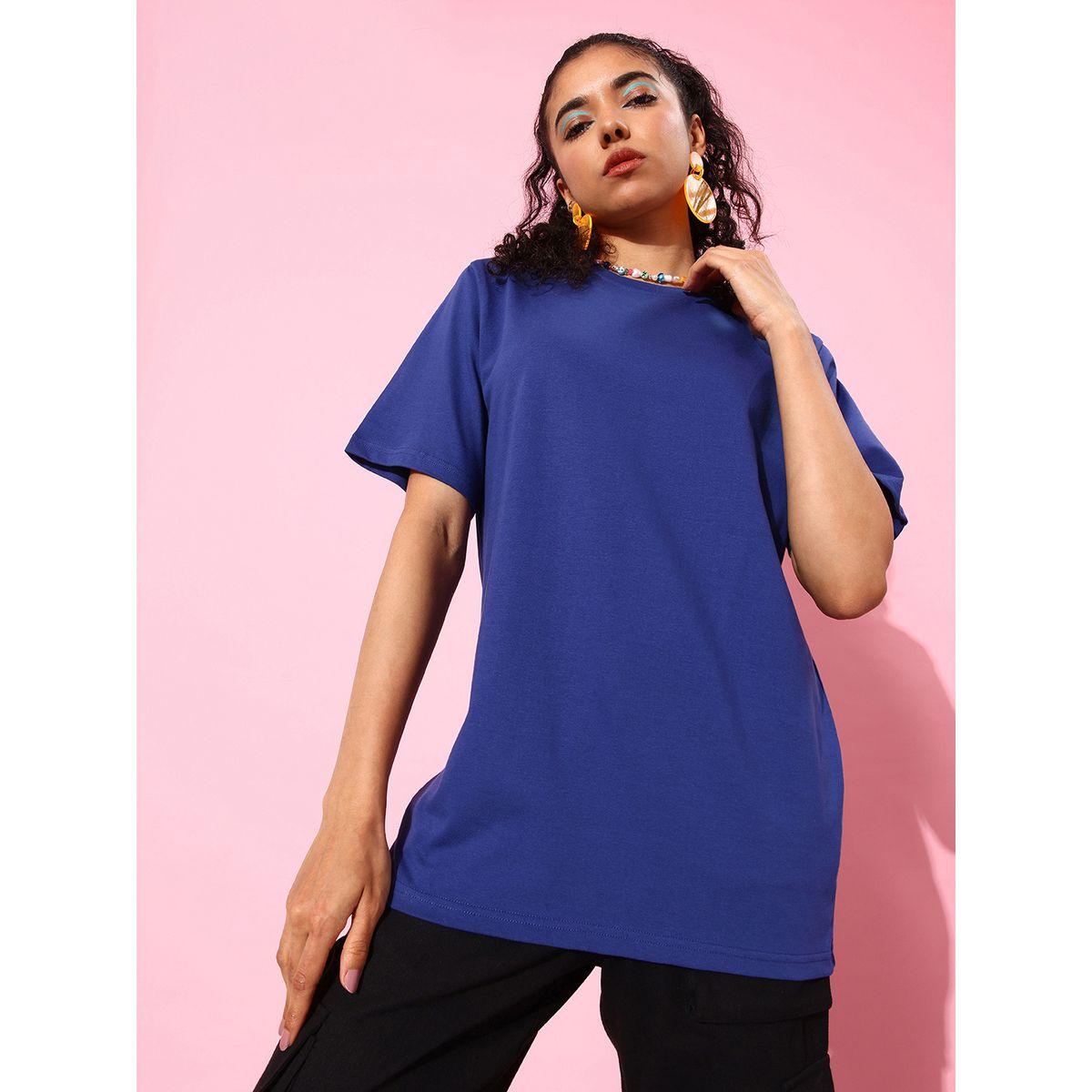 Dillinger X Styli  Oversized Back Slogan Print Longline T-Shirt with Short Sleeves-women-clothing-tshirts-image-3