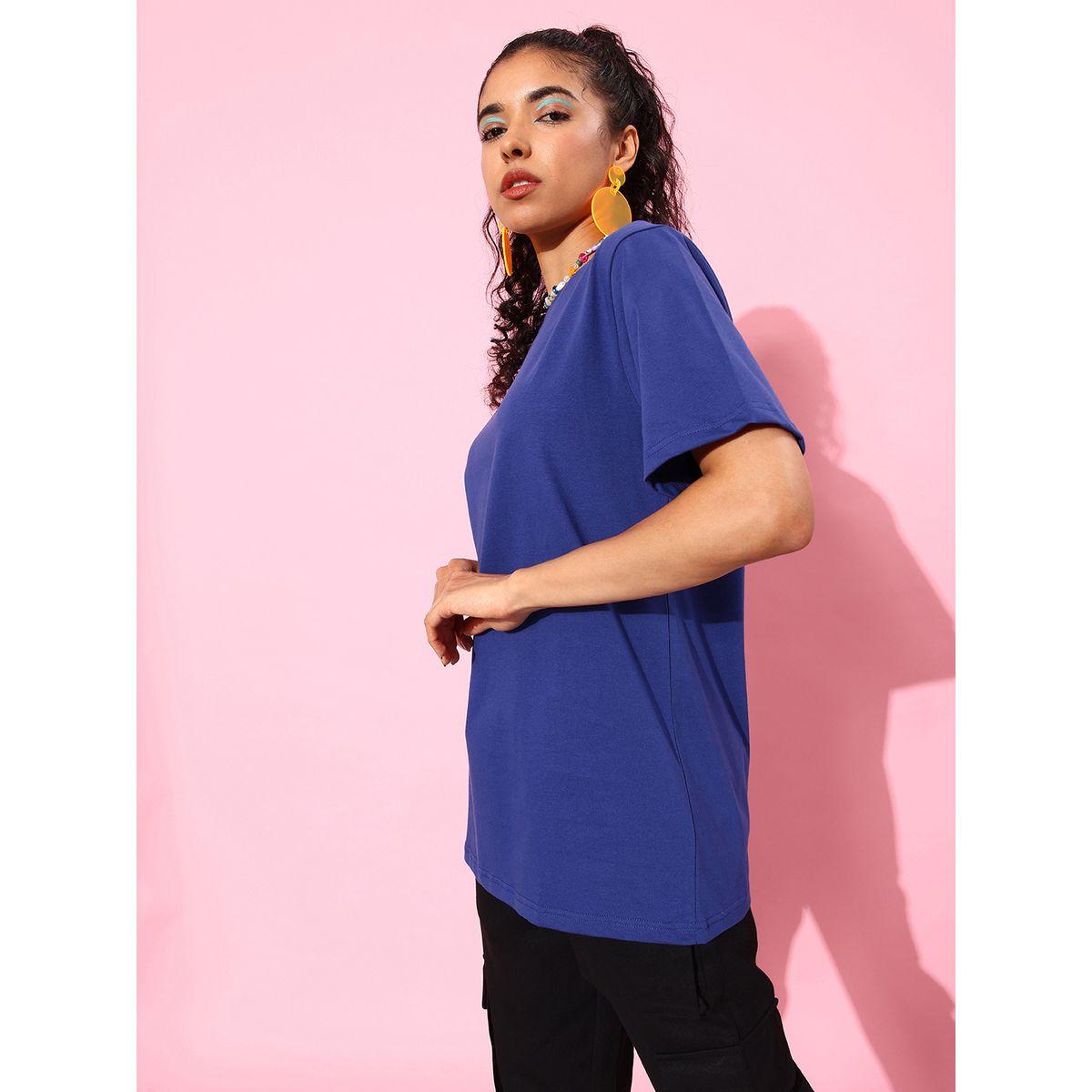 Dillinger X Styli  Oversized Back Slogan Print Longline T-Shirt with Short Sleeves-women-clothing-tshirts-image-4