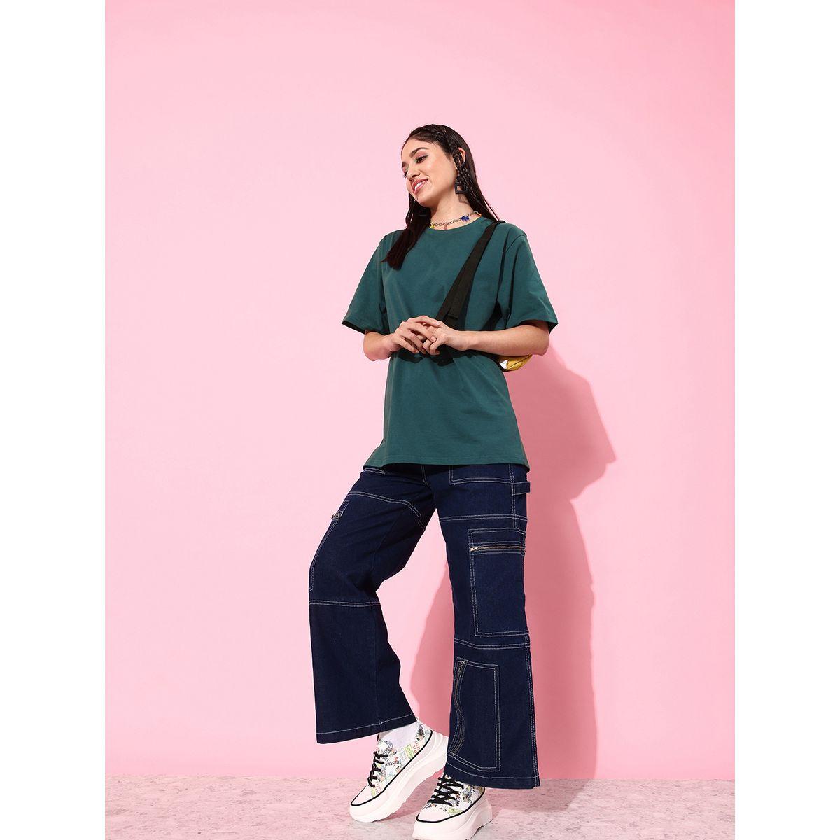 Dillinger X Styli  Oversized Back Slogan Print T-Shirt with Short Sleeves-women-clothing-tshirts-image-2