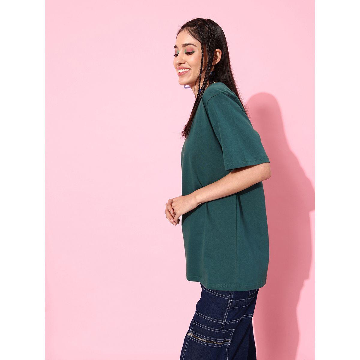 Dillinger X Styli  Oversized Back Slogan Print T-Shirt with Short Sleeves-women-clothing-tshirts-image-4