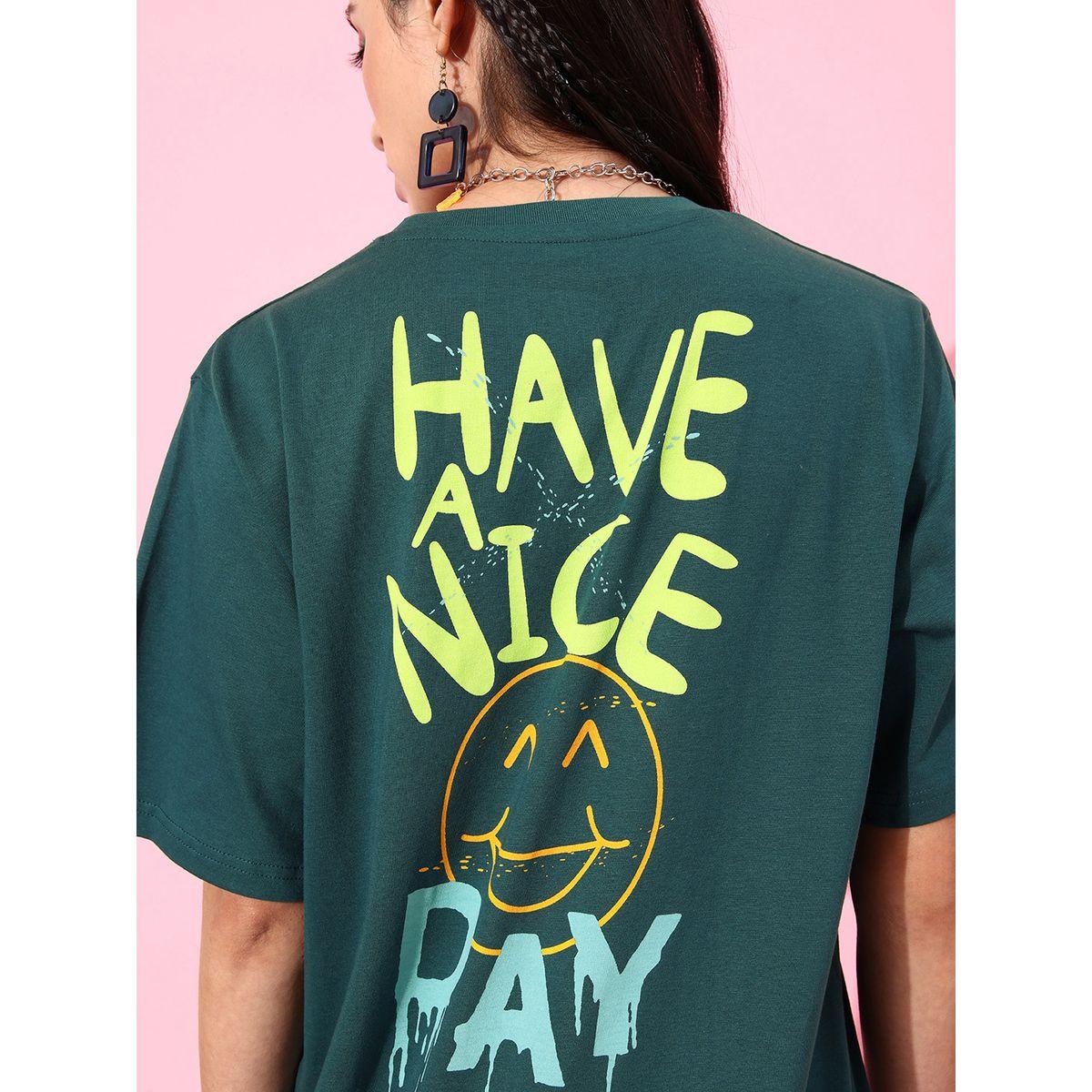 Dillinger X Styli  Oversized Back Slogan Print T-Shirt with Short Sleeves-women-clothing-tshirts-image-5