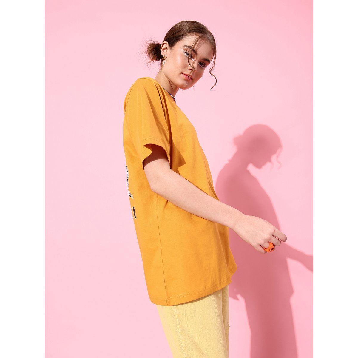 Dillinger Oversized Back City Print T-Shirt with Short Sleeves-women-clothing-tshirts-image-4