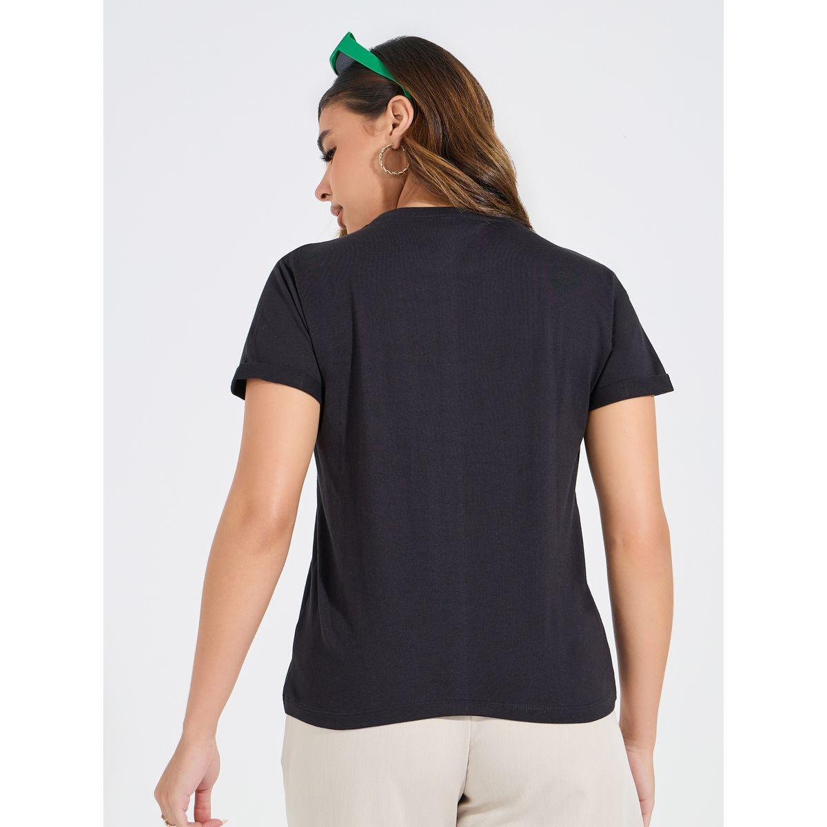 تيشيرت بطبعة كتابة منفوخة وقصة عادية-women-clothing-tshirts-image-5