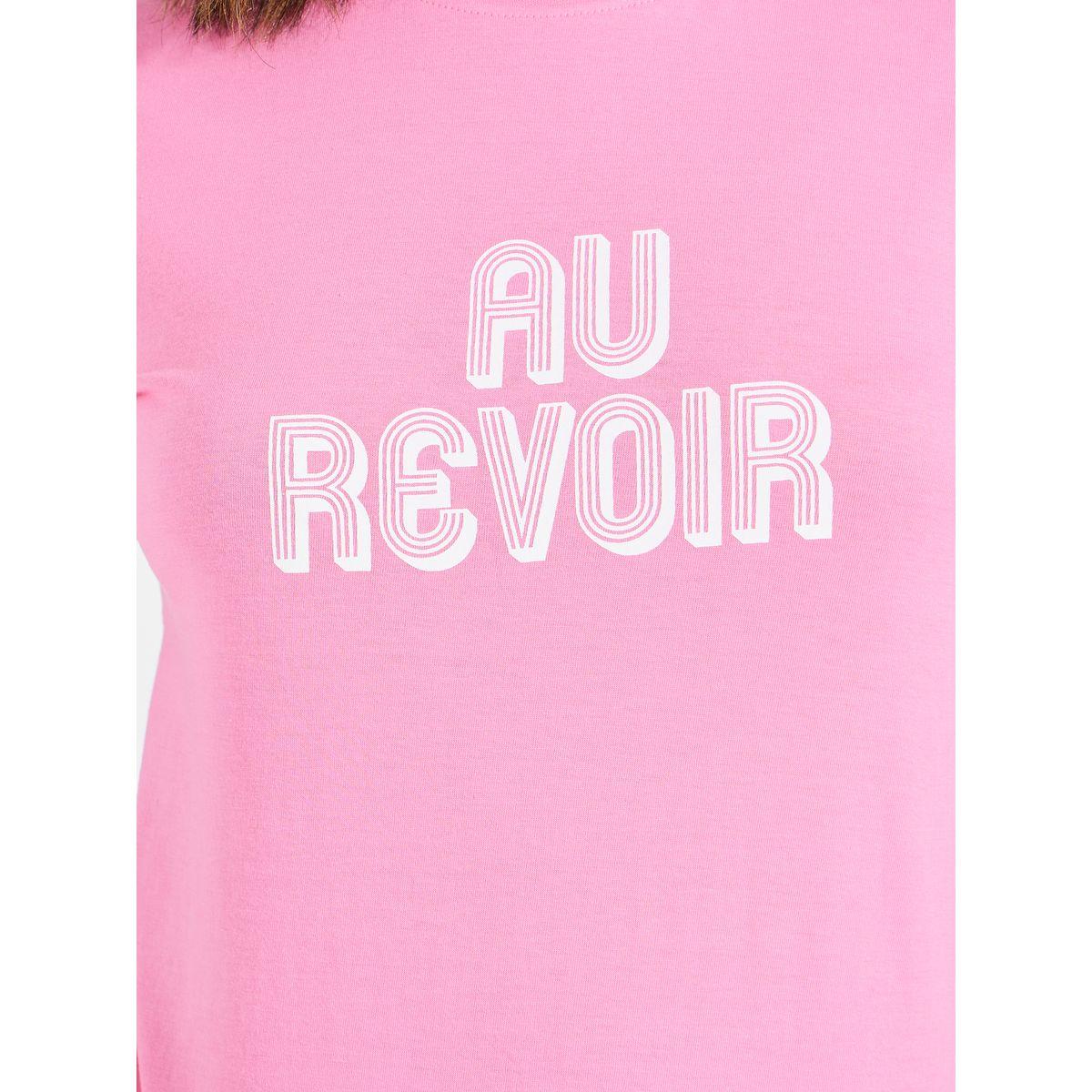 تيشيرت مطبع بكتابة مع قصة عادية-women-clothing-tshirts-image-5