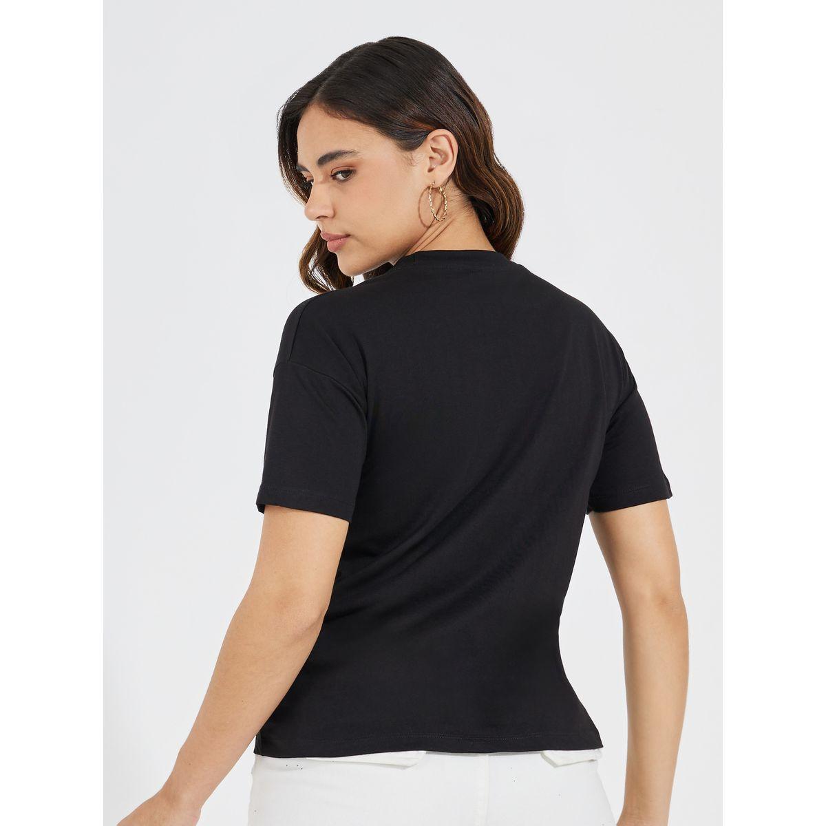 Styli Regular Fit Embroidered Slogan T-Shirt with Dropped Shoulder-women-clothing-tshirts-image-4