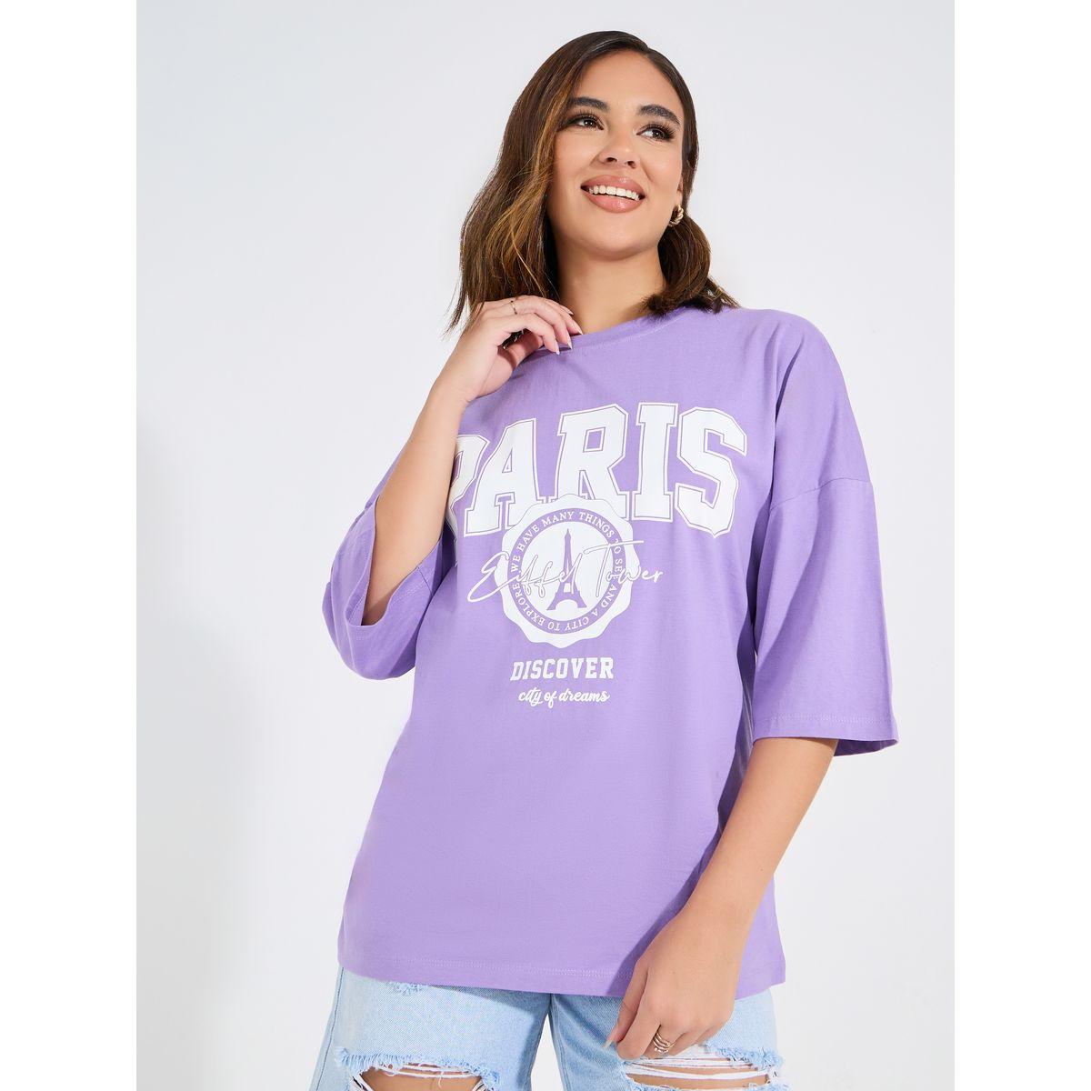 Styli Oversized Graphic Print T-Shirt with Exaggerated Sleeves-women-clothing-tshirts-image-3