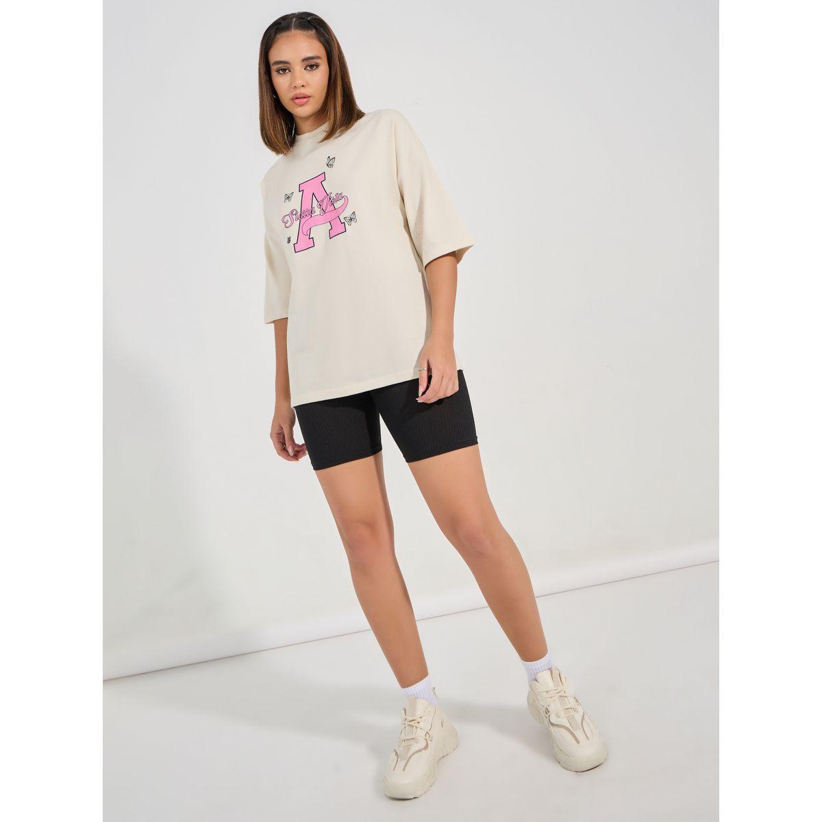 تيشيرت فضفاض مطبع بطبعة جرافيك-women-clothing-tshirts-image-2