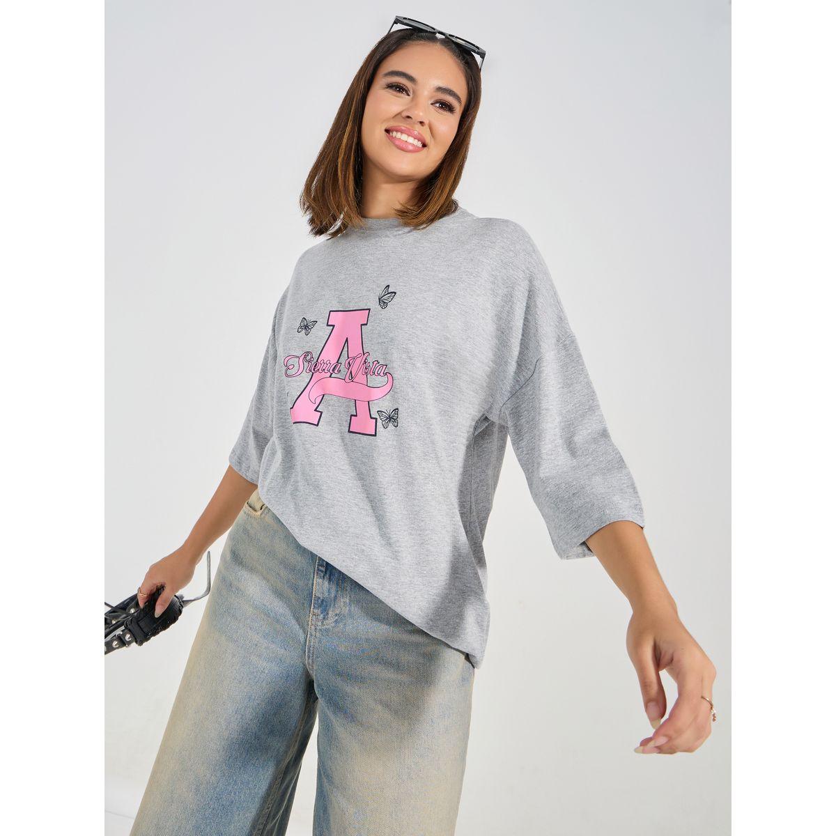 Styli Oversized Sierra Graphic Print Dropped Shoulder T-Shirt-women-clothing-tshirts-image-1