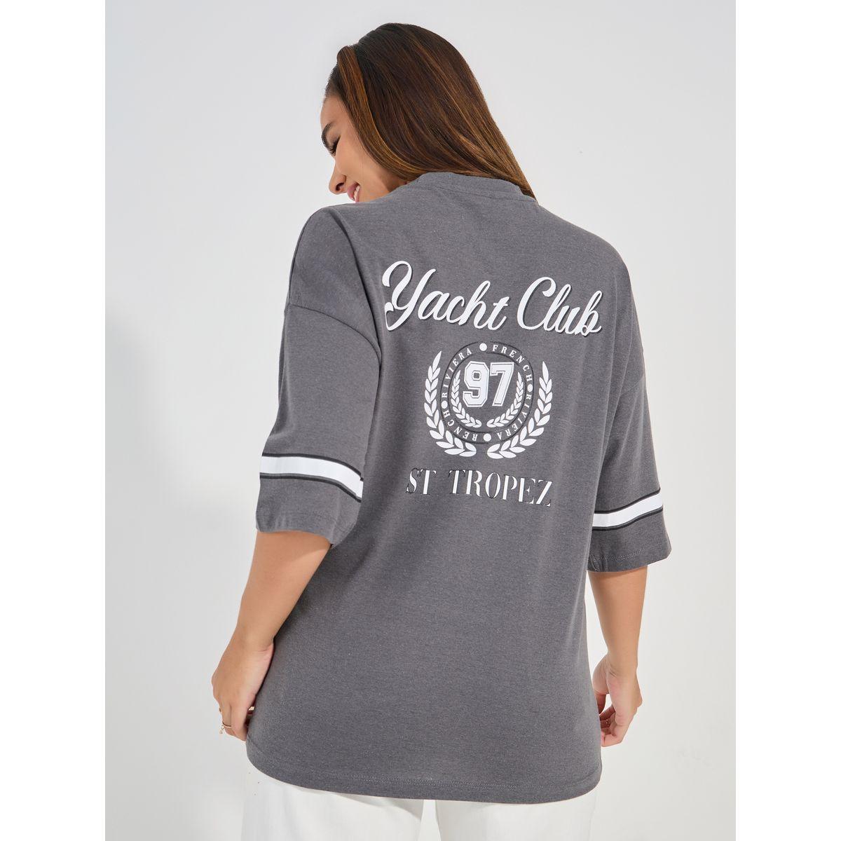 Styli Oversized Varsity Print Dropped Shoulder T-Shirt-women-clothing-tshirts-image-1