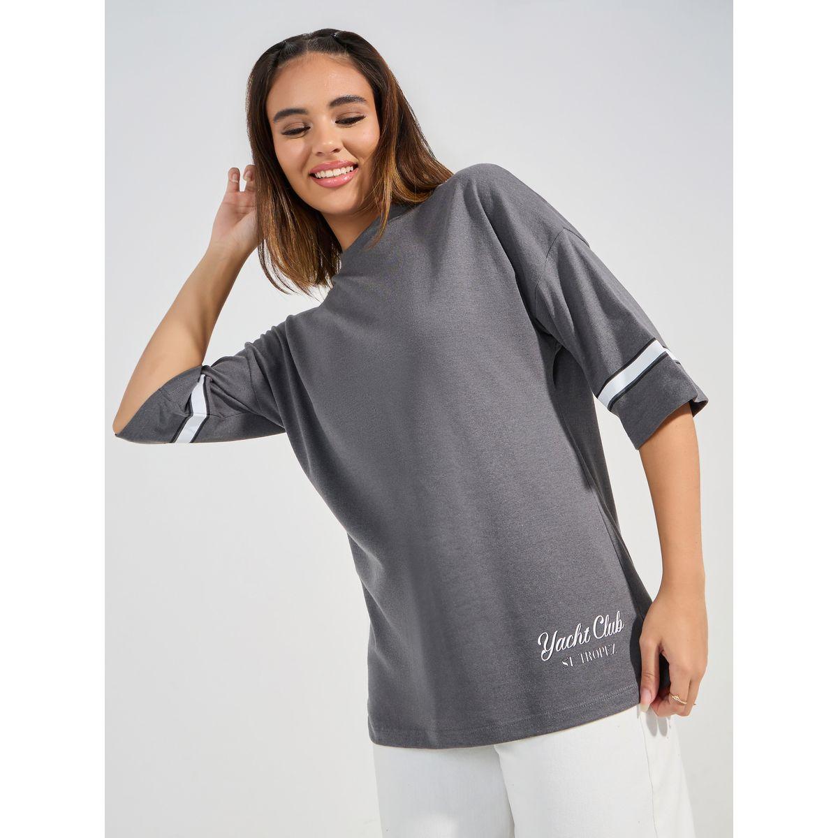 Styli Oversized Varsity Print Dropped Shoulder T-Shirt-women-clothing-tshirts-image-4
