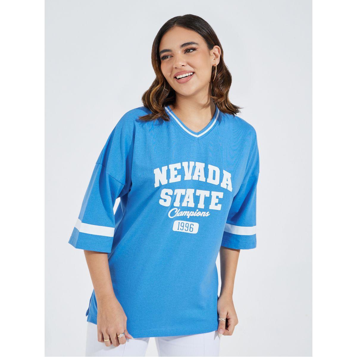 Styli Oversized Slogan Print T-Shirt with Exaggerated Sleeves-women-clothing-tshirts-image-1