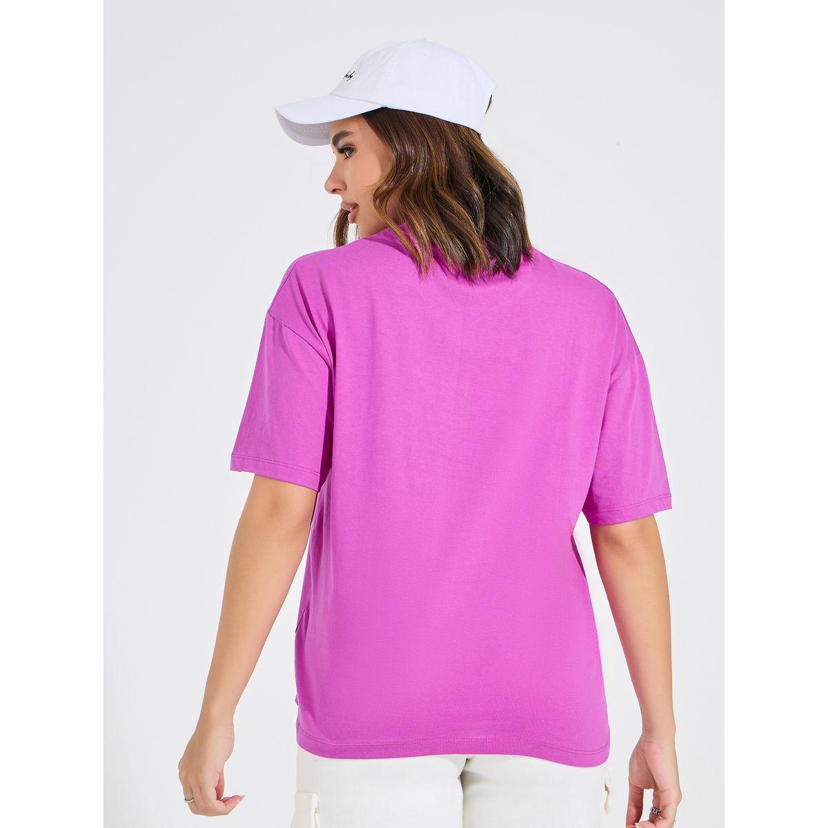 تيشيرت فضفاض مطبع بطبعة كتابة-women-clothing-tshirts-image-4