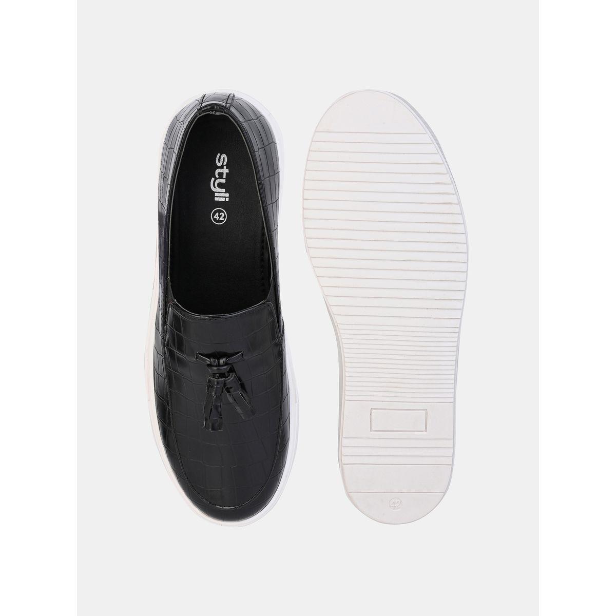 Styli Croc Embossed Slip On Loafers-men-shoes-loafersandmoccasins-image-6