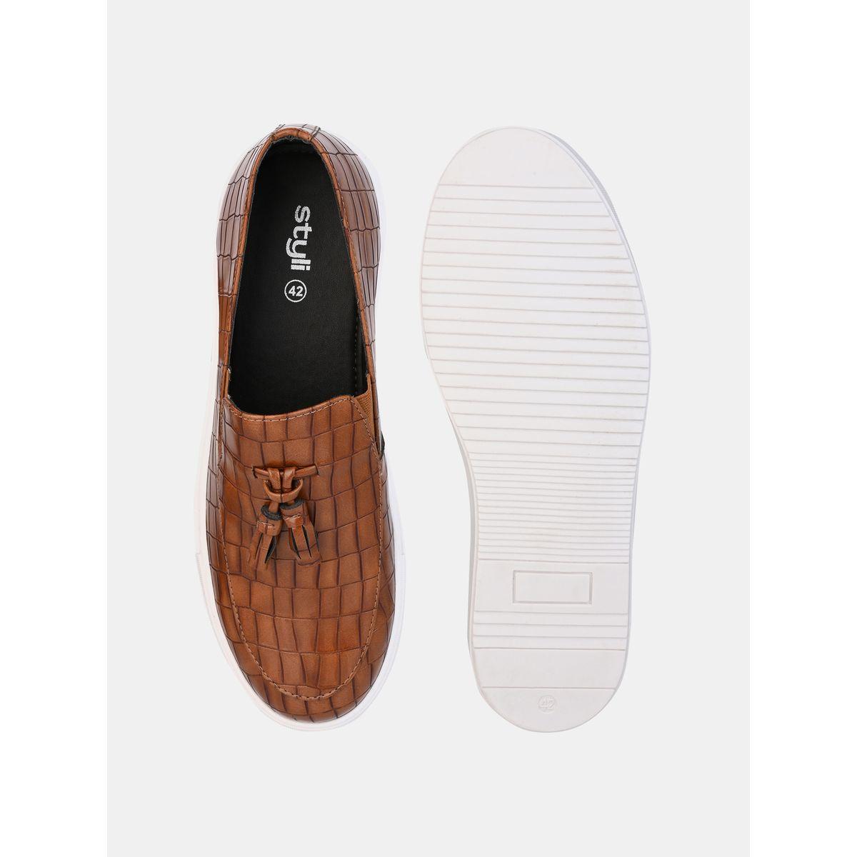 Styli Croc Embossed Slip On Loafers-men-shoes-loafersandmoccasins-image-6