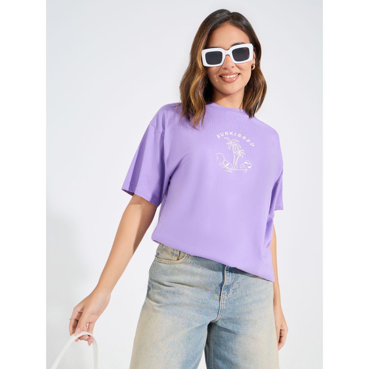 تيشيرت فضفاض مطبع بطبعة جرافيك-women-clothing-tshirts-image-1