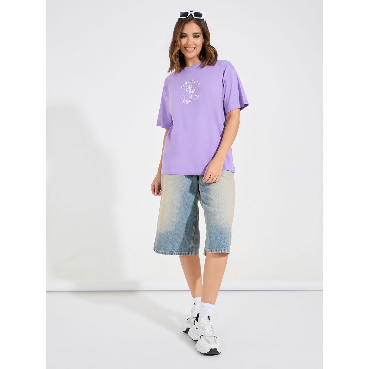 تيشيرت فضفاض مطبع بطبعة جرافيك-women-clothing-tshirts-image-2