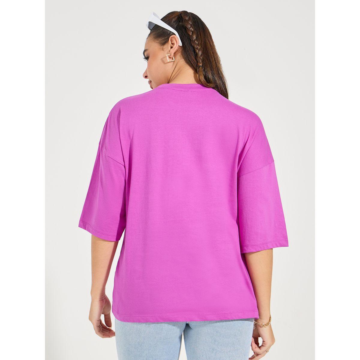 تيشيرت فضفاض بتفاصيل مُطرّزة مع اكتاف منخفضة-women-clothing-tshirts-image-5