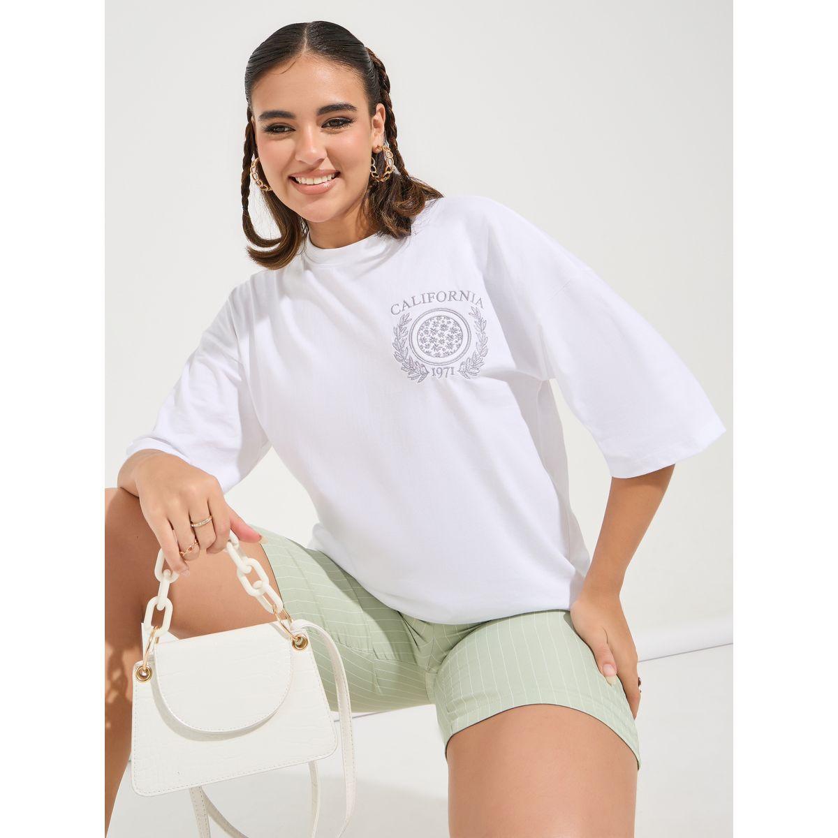Styli Oversized Embroidered T-Shirt with Dropped Shoulder-women-clothing-tshirts-image-1