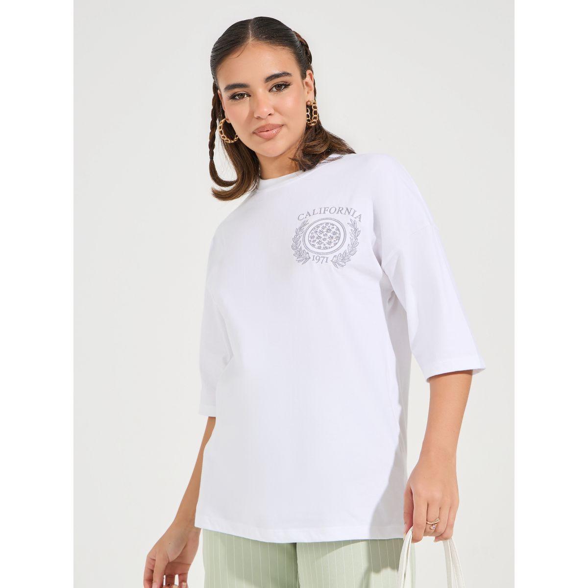 Styli Oversized Embroidered T-Shirt with Dropped Shoulder-women-clothing-tshirts-image-3