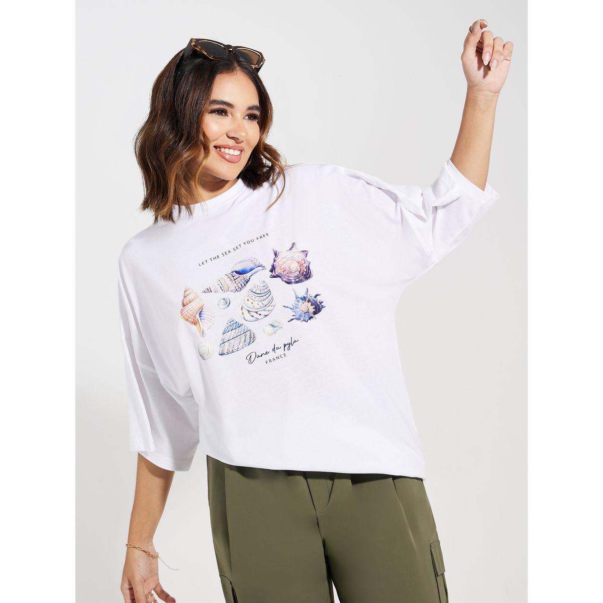 تيشيرت فضفاض مطبع بطبعة جرافيك-women-clothing-tshirts-image-1