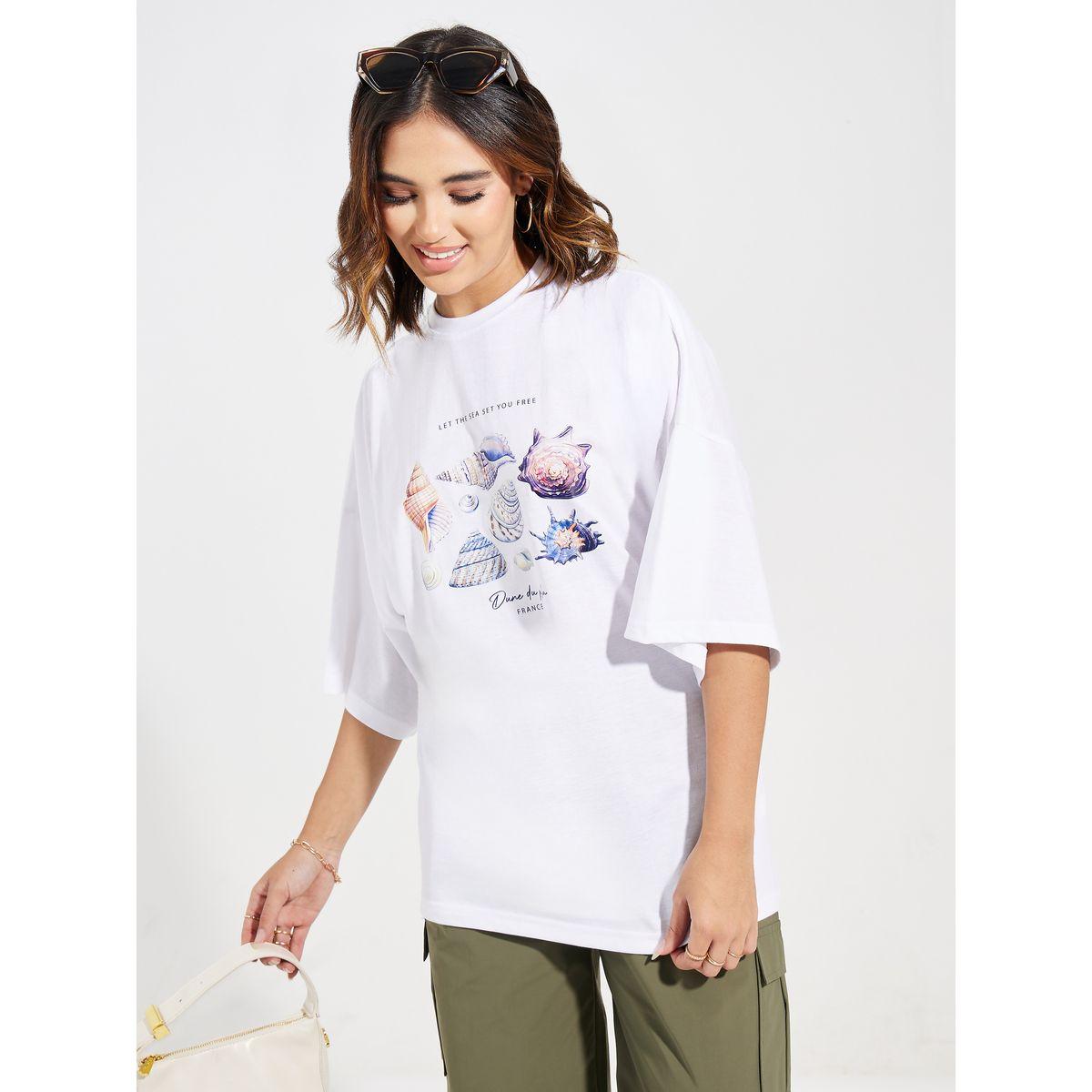 Styli Oversized Seashell Graphic Exaggerated Sleeves T-Shirt-women-clothing-tshirts-image-5