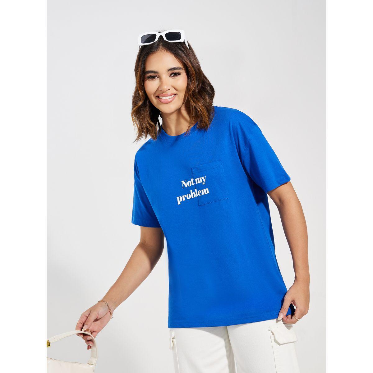 Styli Oversized Slogan Print Pocket Detail T-Shirt-women-clothing-tshirts-image-1