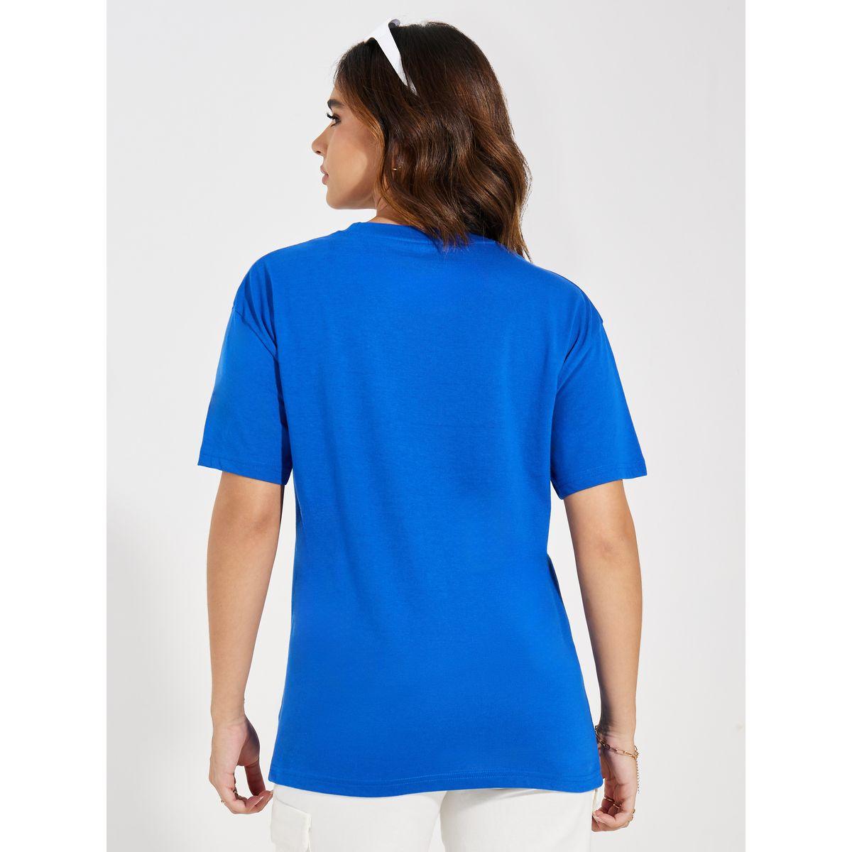 تيشيرت فضفاض مطبع بطبعة كتابة-women-clothing-tshirts-image-4