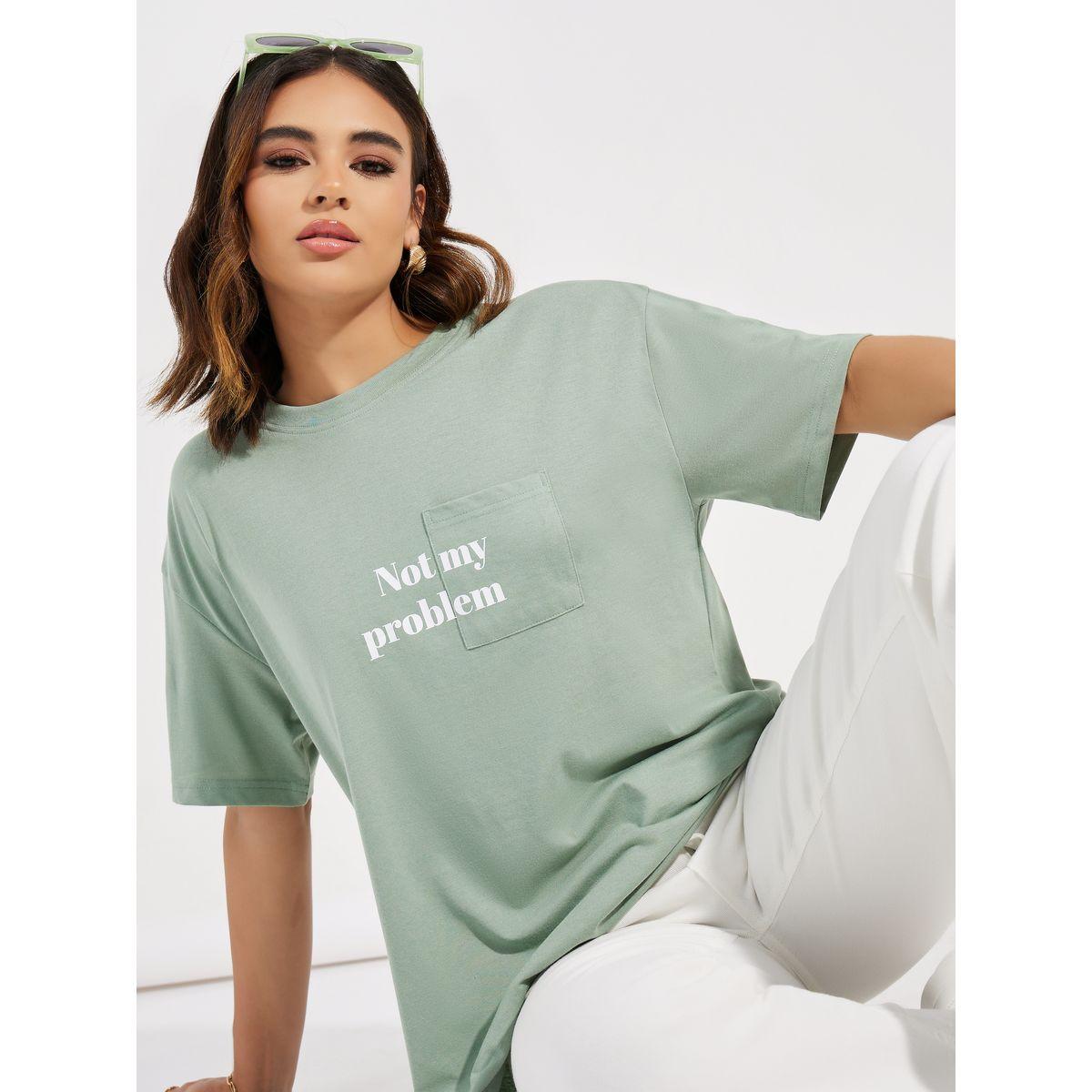 Styli Oversized Slogan Print Pocket Detail T-Shirt-women-clothing-tshirts-image-1
