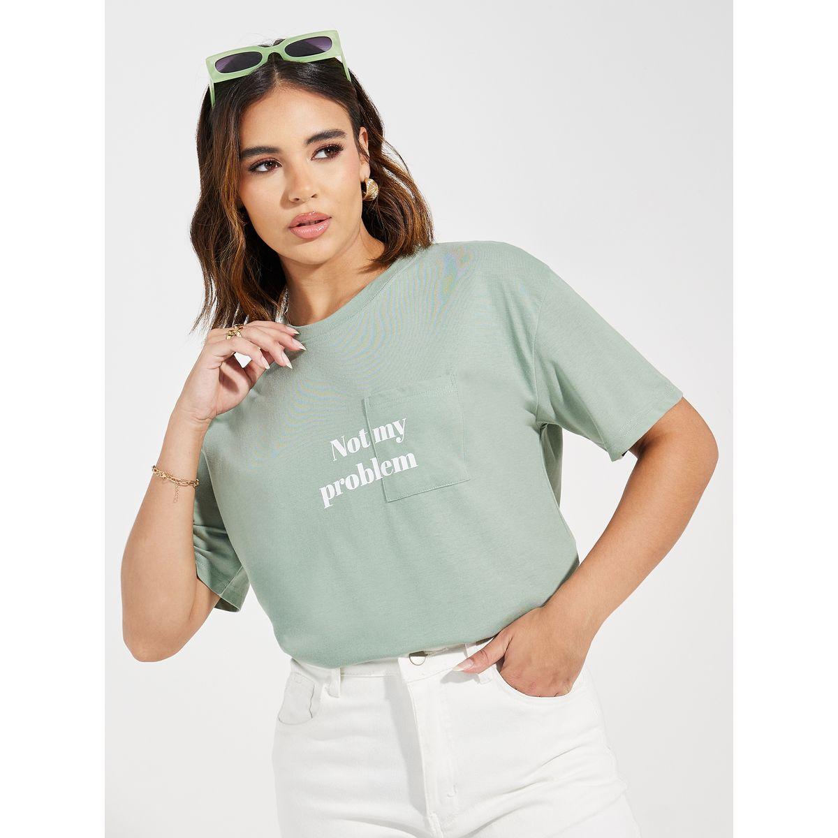 Styli Oversized Slogan Print Pocket Detail T-Shirt-women-clothing-tshirts-image-5