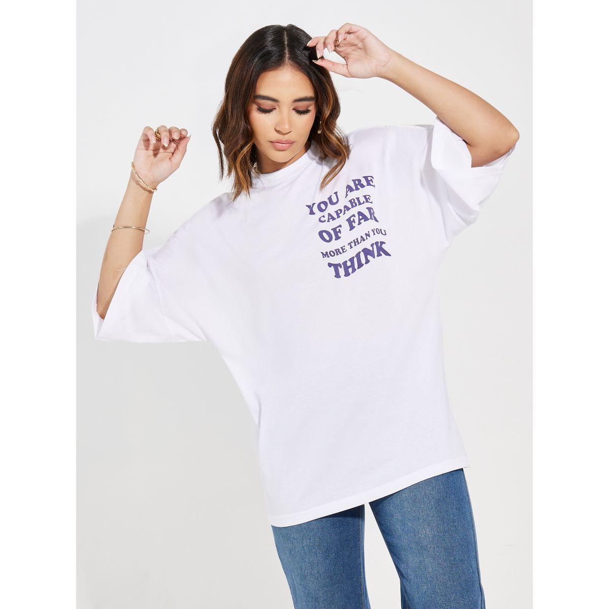 Styli Oversized Slogan Print Exaggerated Sleeves T-Shirt-women-clothing-tshirts-image-2