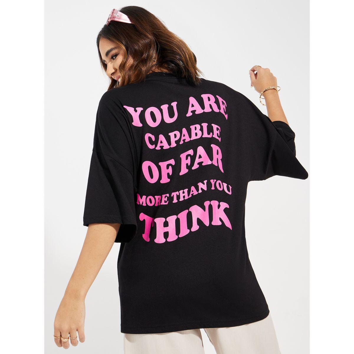تيشيرت فضفاض مطبع بطبعة كتابة-women-clothing-tshirts-image-1