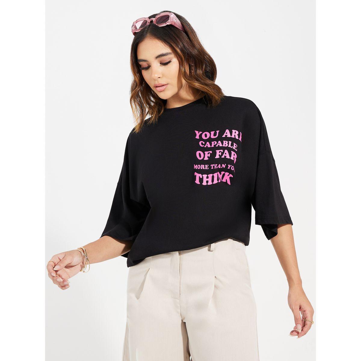 Styli Oversized Slogan Print Exaggerated Sleeves T-Shirt-women-clothing-tshirts-image-4