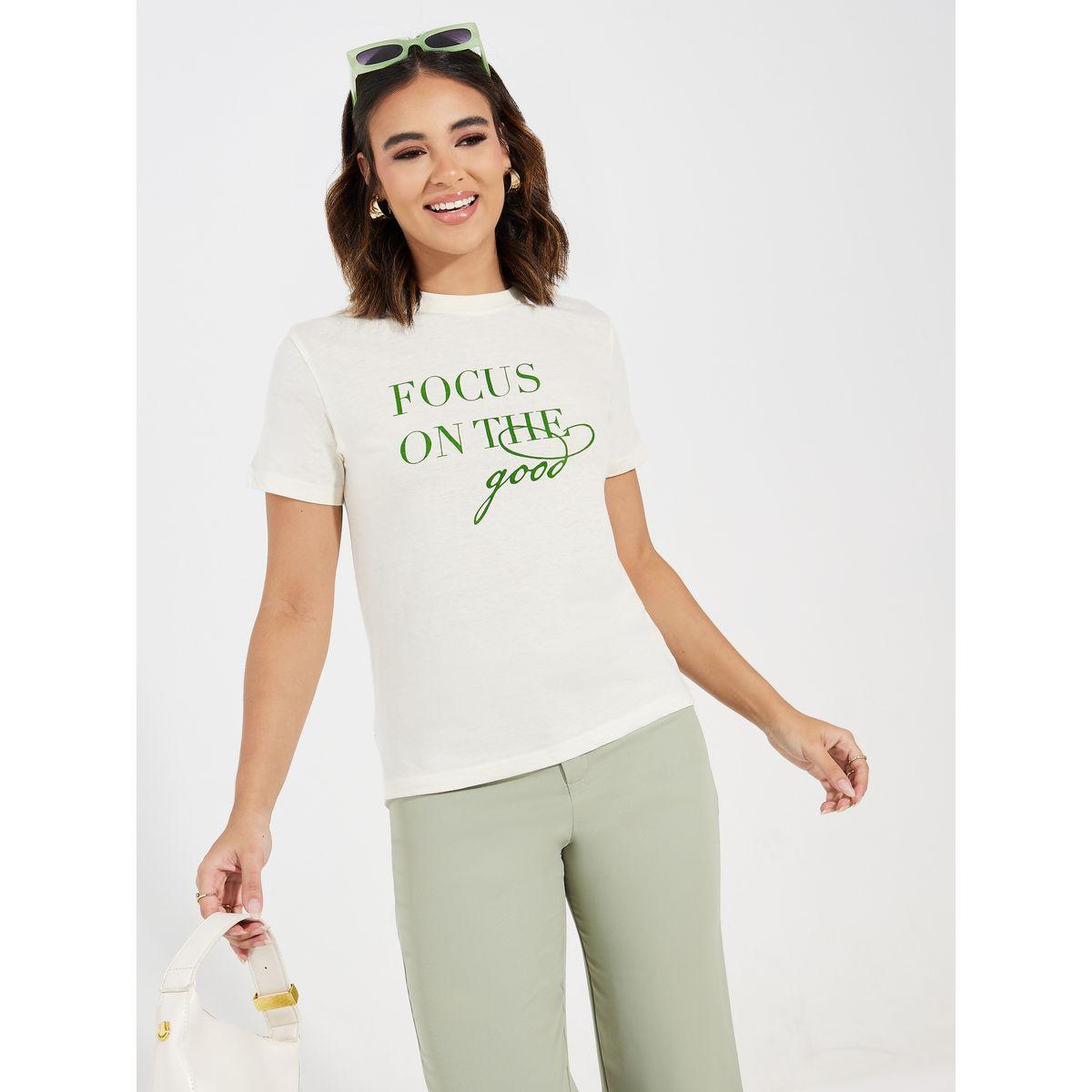 Styli Regular Fit Focus On The Good Slogan Print T-Shirt-women-clothing-tshirts-image-1