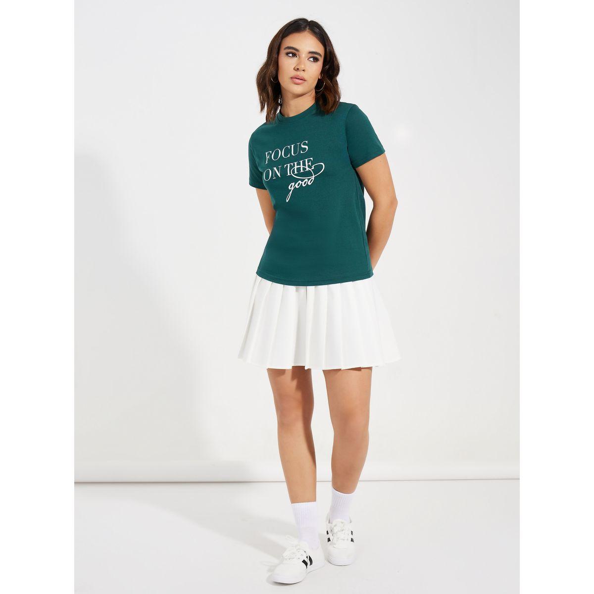 Styli Regular Fit Focus On The Good Slogan Print T-Shirt-women-clothing-tshirts-image-2