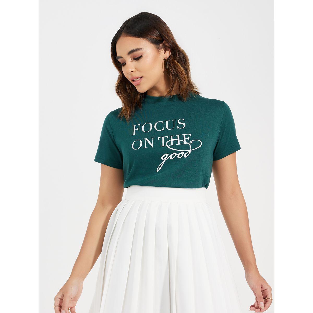 Styli Regular Fit Focus On The Good Slogan Print T-Shirt-women-clothing-tshirts-image-5