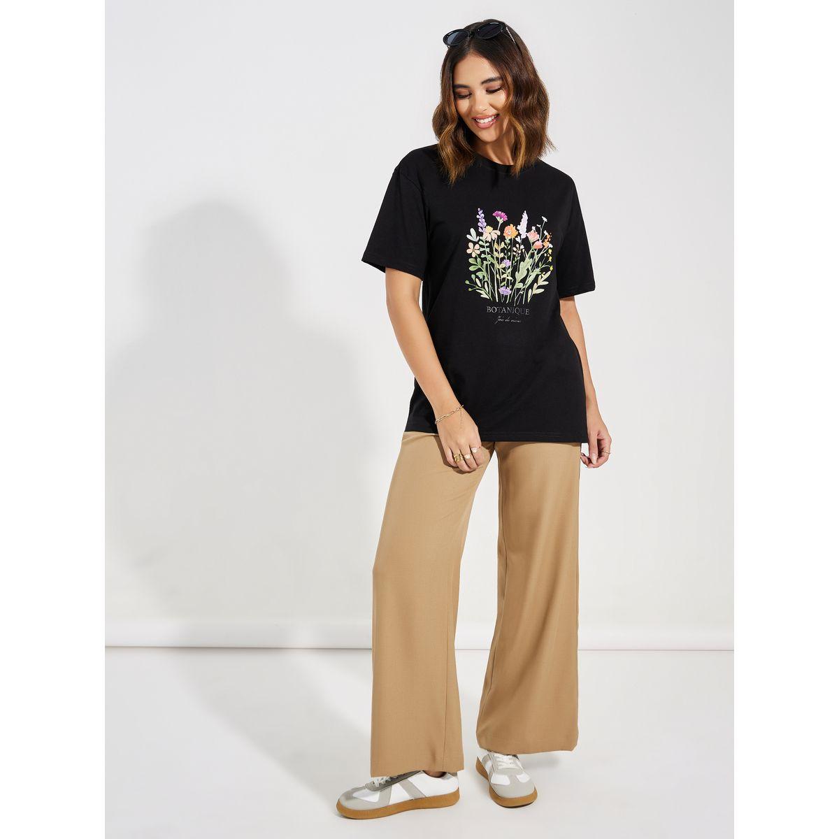 Styli Oversized Floral Graphic Print Dropped Shoulder T-Shirt-women-clothing-tshirts-image-2
