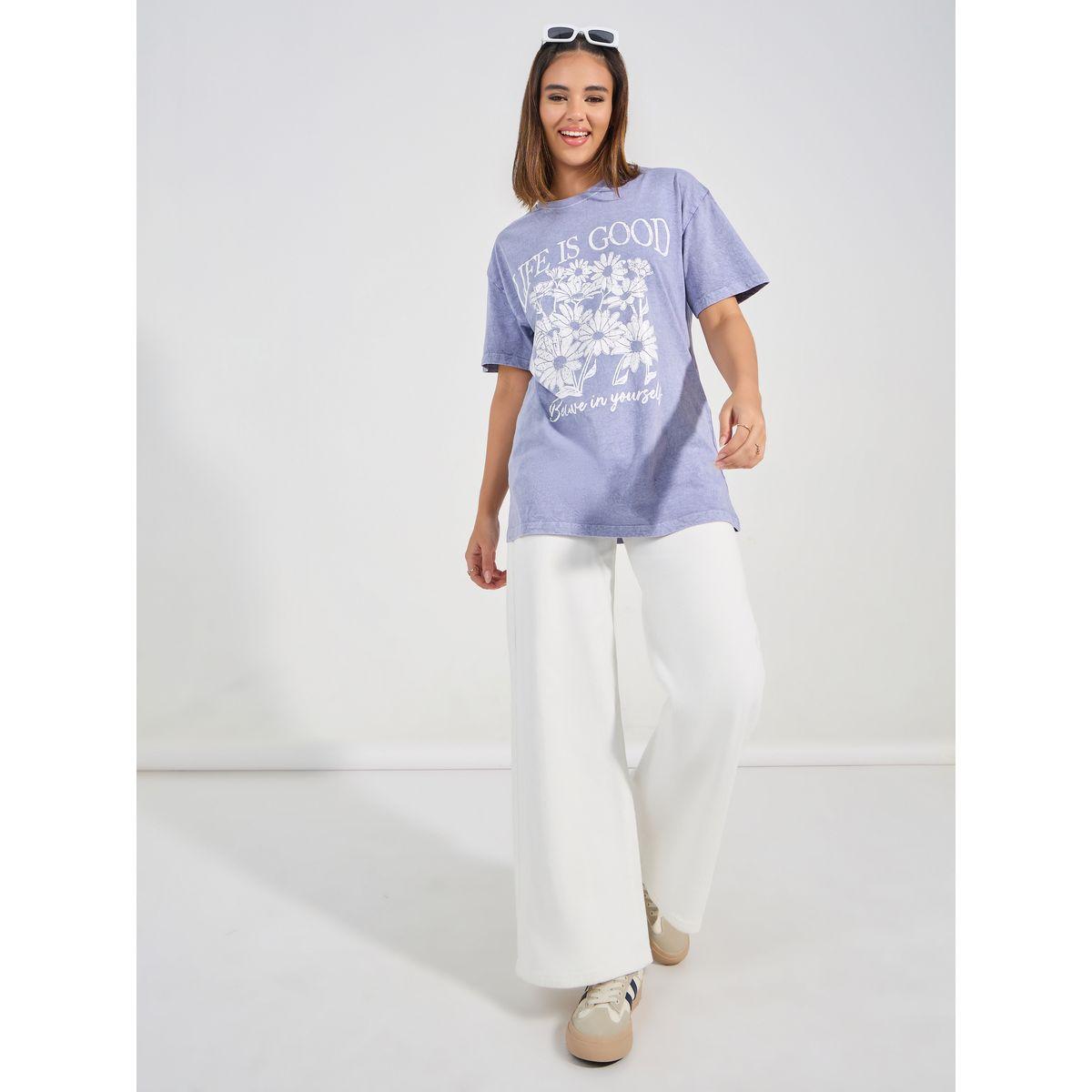 Styli Oversized Acid Wash Floral Graphic Print T-Shirt-women-clothing-tshirts-image-2